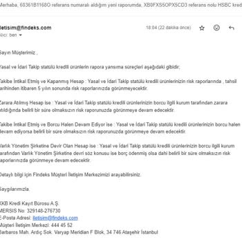 Silinemeyen Kanuni Takip - Findeks -Kredi Kayıt Bürosu