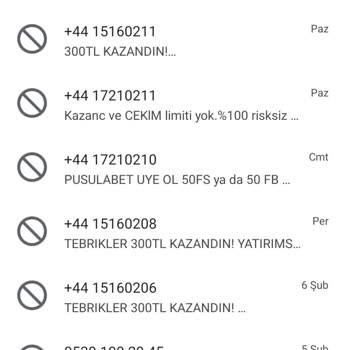 cutt.ly +44 Ve 0539100 İle Başlayan Spam Mesajlar