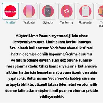 Vodafone Cihaz Limit Puanı Hatası