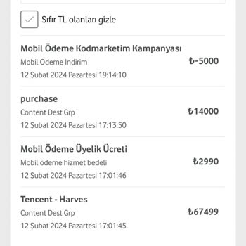 Tencent Games Türkiye Fatura Mobil Ödeme