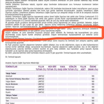 Anadolu Sigorta Hamilelik Kapsamında Yaptırmış Olduğum Sigorta Red Verdi