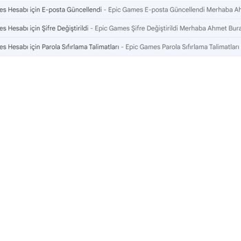 Epic Games Hesap E-POSTAM Ve Şifrem Habersiz Değiştirilmiş
