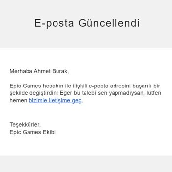 Epic Games Hesap E-POSTAM Ve Şifrem Habersiz Değiştirilmiş