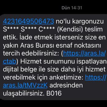 Aras Kargo Tarafından Teslim Edilmedi