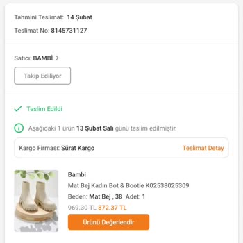 Bambi Ayakkabı Bambi- Pahalı Bot Yerine Ucuz Olanının Gönderilmesi