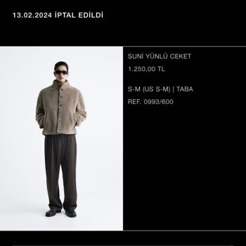 Zara Sipariş Edilen Ürünün İptal Edilmesi