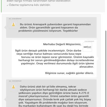 Saat & Saat Garantili Ürün İçin 4275 TL Tamir Ücreti İstenmesi!