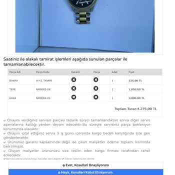 Saat & Saat Garantili Ürün İçin 4275 TL Tamir Ücreti İstenmesi!