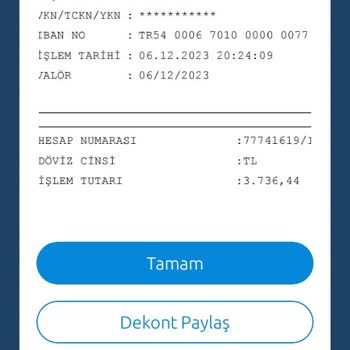 Yapı Kredi Bankası Bu İşleme Kabul Etmiyorum