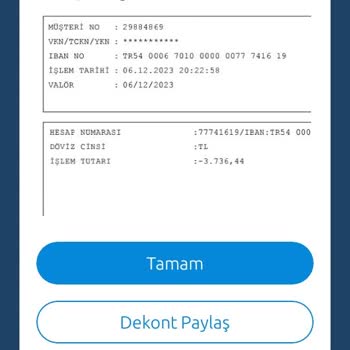Yapı Kredi Bankası Bu İşleme Kabul Etmiyorum