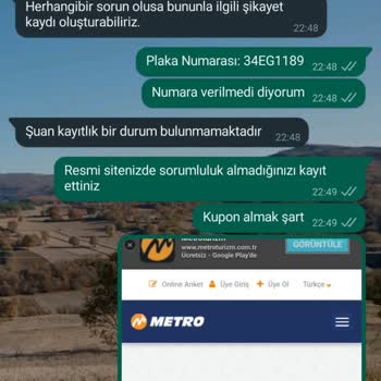 Metro Turizm Bagaj Kuponu Vermiyor