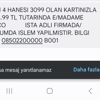 Madame Coco Eksik Geri Ödeme