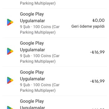 Google Play Geri Ödeme Yapmıyor
