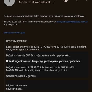 IKEA Set Ürün Satıp Parça Ürün İade Alması