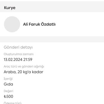 Banabikurye Uygulamasında Belirtilen Ücret Miktarı Dışında Para İstedi