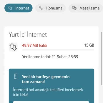 Vodafone İnternet Bitmeden Tarife Aşım Eklenmesi