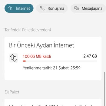 Vodafone İnternet Bitmeden Tarife Aşım Eklenmesi