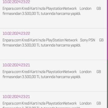 Enpara PlayStation Network London GB İzinsiz Para Çekimi
