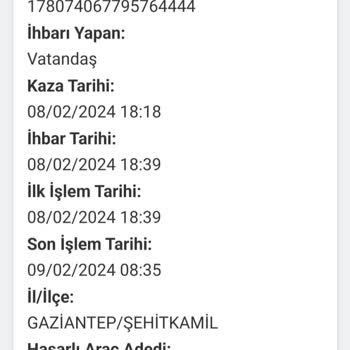 Türkiye Sigorta Aş. Ulaşılamayan Mobil Kaza Tutanağı