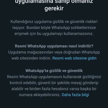 WhatsApp Kullanmak İçin Orijinal Sürüm Gerekiyor.