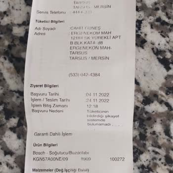 Bosch Bakım Hizmetinde Yaşanan Aksaklık