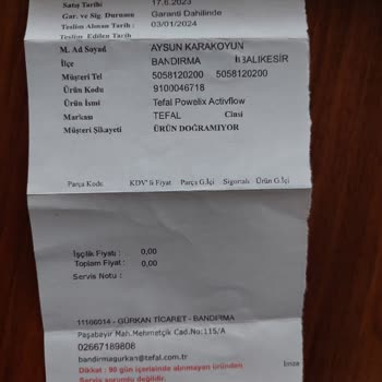 Tefal Marka Blender'ın Tamir Edilmemesi, Değişim Yapılmaması