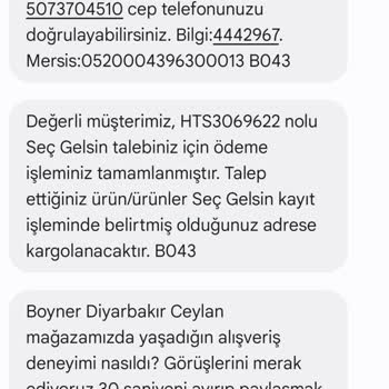 Boyner HTS Siparişi Vermek Pişmanlıktır