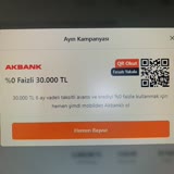 Akbank 6 Ay Vadeli 0% Faizli 30.000