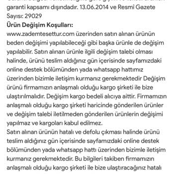 Zadem Tesettürün Değişim Yapmaması