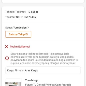 Aras Kargo Ürünü Eve Getirmeden İadeye Yollaması