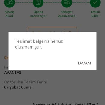 Avansas Dan Sipariş Ettiğim Navigatör Marka A4 Kağıdı
