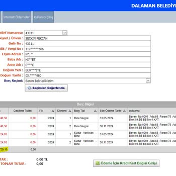 Dalaman Belediyesi Muhtemelen Hatalı Olan Yüksek Emlak Vergisi Tutarı.
