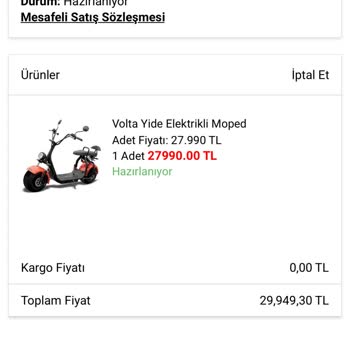A101 Elektrikli Moped Teslimat Ve Tescil Belgesi Hk.