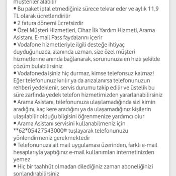 Vodafone Onaysız Bir Şekilde Faturaya Ek Paket Tanımlaması