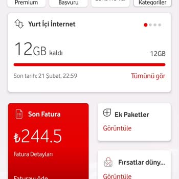 Vodafone Yanımda Uygulamasındaki Tarife Dışında Faturalandırma