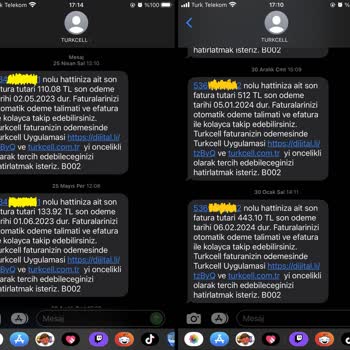 Turkcell Bana Ait Olmayan Bir Numaranın Fatura Bildirimleri Geliyor