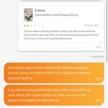 Evdemo Lojistik Masa İadesi Olmuyor