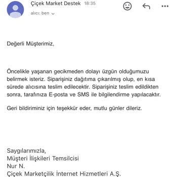 Cicekmarket.com Sitesinden Çiçek Siparişi Verdim Ama Alıcıya Ulaşmadı