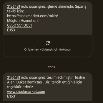 Çiçek Market Sipariş Ettiğim Ürün