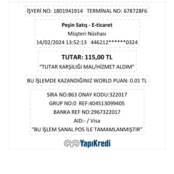 Yemeksepeti Bilgim Dışı Yapılan İşlem
