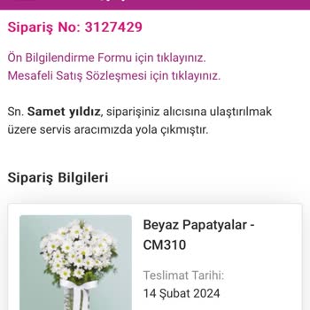 Çiçekmarketi.com Dan Gönderi Ulaşmadan Ulaştı Bilgisi Veriyorlar