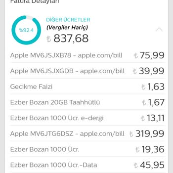 Faturamda Apple. Bill Çıktı