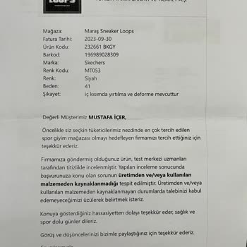 Sneaker Loops Tan Aldığım Ayakkabı Hemen Yırtıldı Ve Değişim Yapılmadı