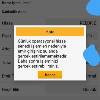 VakıfBank Hisse Alım Satım Hatası