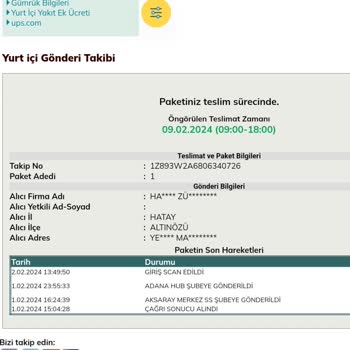 14 Günde Kargo Teslim Edemeyen UPS