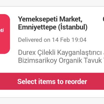 Yemeksepeti Market 12 İtems Not Delivered