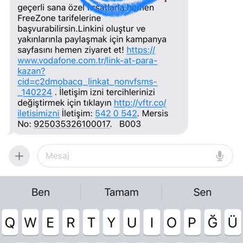 Vodafone'dan Üyesi Olmadığım Halde Gecenin 4ünde Kampanya Mesajları!