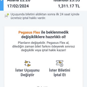 Pegasus'un Bilet İptal Hakkımı Vermemesi