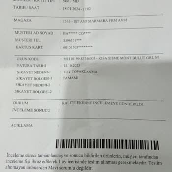 Mavi Jeans Kalitesiz Ürün, İlgisiz Tavır