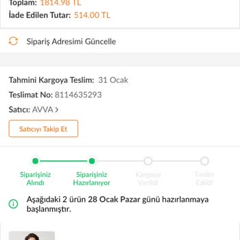 Avva Giyim 20 Gündür Kargoya Verilmeyen Siparişim